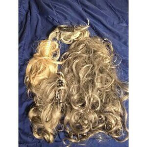 Gray extensions Topper Lot of Fake Hair Bundle Clips Ponytail extended